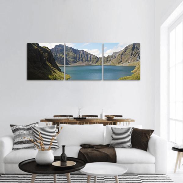 Crater Lake Philippines Panoramic Canvas Wall Art-3 Piece-25" x 08"-Tiaracle