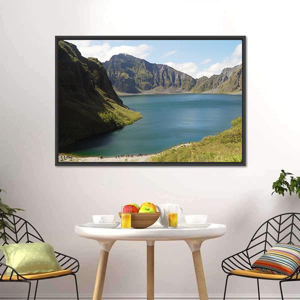 Crater Lake Philippines Canvas Wall Art-1 Piece-Floating Frame-24" x 16"-Tiaracle