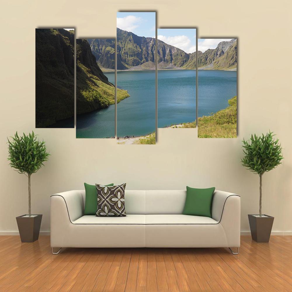 Crater Lake Philippines Canvas Wall Art-5 Pop-Gallery Wrap-47" x 32"-Tiaracle