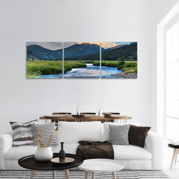 Cub Lake Trail Panoramic Canvas Wall Art-3 Piece-25" x 08"-Tiaracle