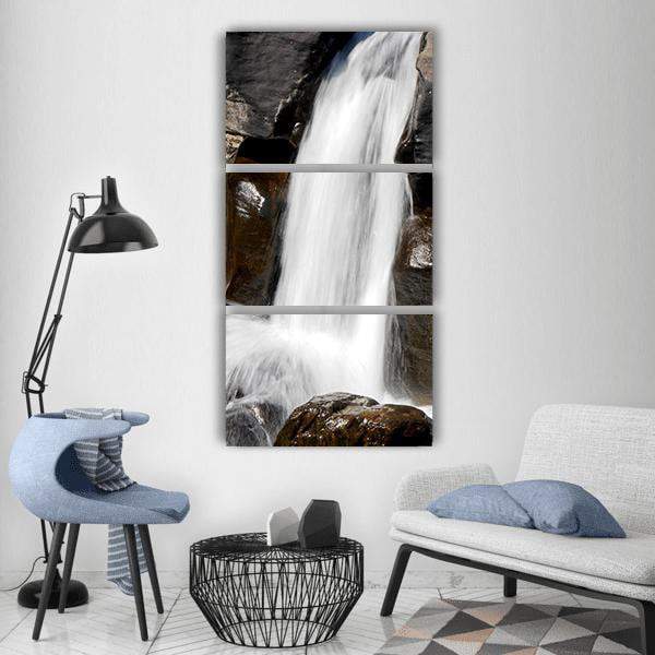 White Waterfall Vertical Canvas Wall Art-3 Vertical-Gallery Wrap-12" x 25"-Tiaracle
