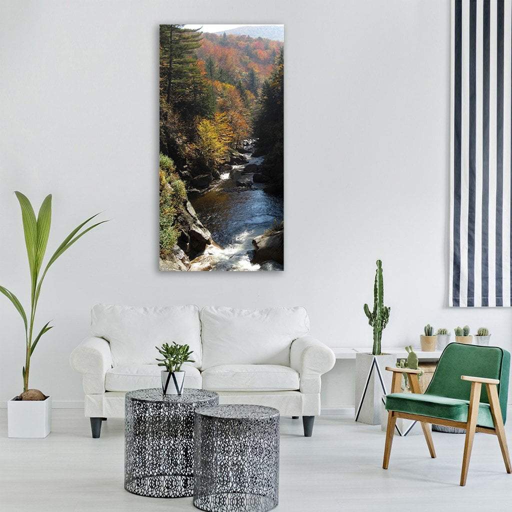 Creek Stream Water Vertical Canvas Wall Art-1 Vertical-Gallery Wrap-12" x 24"-Tiaracle