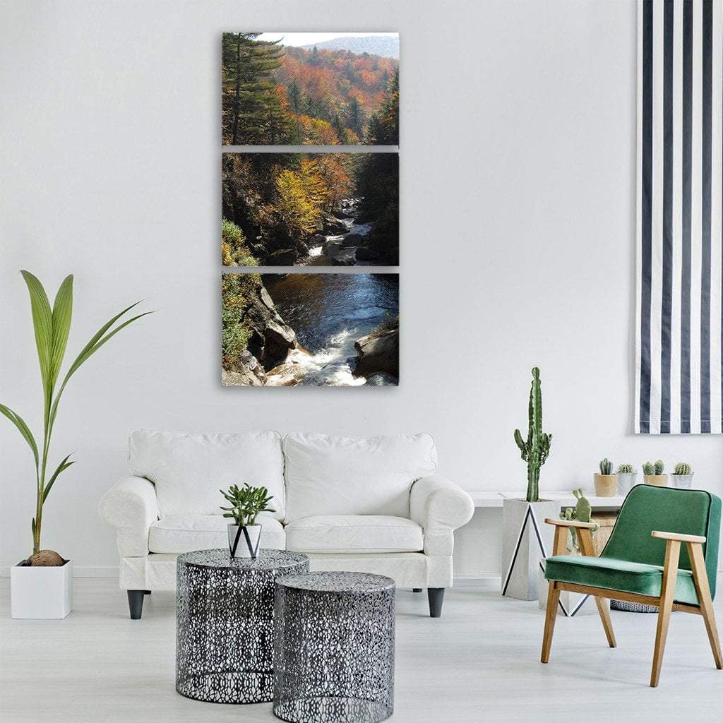 Creek Stream Water Vertical Canvas Wall Art-3 Vertical-Gallery Wrap-12" x 25"-Tiaracle