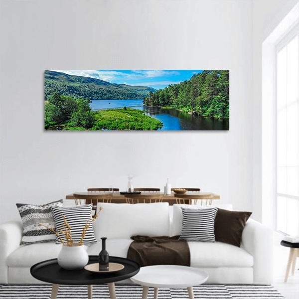 Lake In Scottish Highlands Panoramic Canvas Wall Art-3 Piece-25" x 08"-Tiaracle