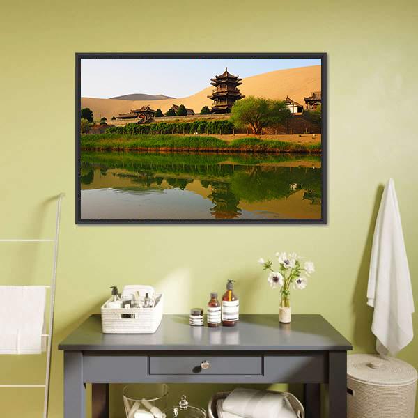 Crescent Lake In China Canvas Wall Art-3 Horizontal-Gallery Wrap-25" x 16"-Tiaracle
