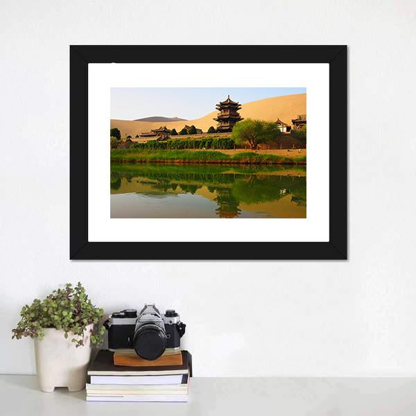 Crescent Lake In China Canvas Wall Art-3 Horizontal-Gallery Wrap-25" x 16"-Tiaracle