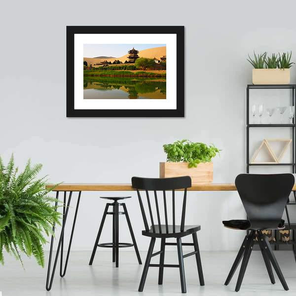 Crescent Lake In China Canvas Wall Art-3 Horizontal-Gallery Wrap-25" x 16"-Tiaracle