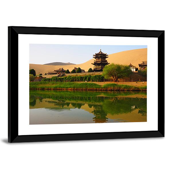 Crescent Lake In China Vertical Canvas Wall Art-3 Vertical-Gallery Wrap-12" x 25"-Tiaracle