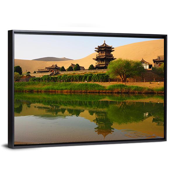 Crescent Lake In China Vertical Canvas Wall Art-3 Vertical-Gallery Wrap-12" x 25"-Tiaracle