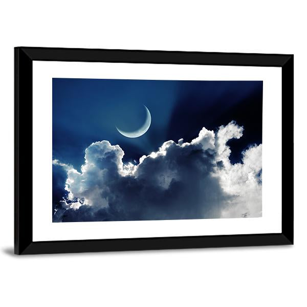 Crescent Moon Panoramic Canvas Wall Art-1 Piece-36" x 12"-Tiaracle