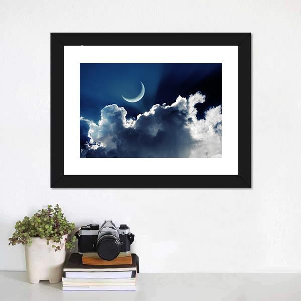 Crescent Moon Panoramic Canvas Wall Art-1 Piece-36" x 12"-Tiaracle