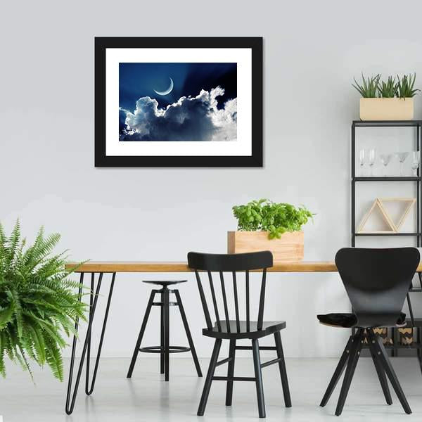 Crescent Moon Panoramic Canvas Wall Art-1 Piece-36" x 12"-Tiaracle