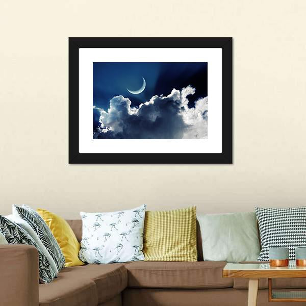 Crescent Moon Panoramic Canvas Wall Art-1 Piece-36" x 12"-Tiaracle