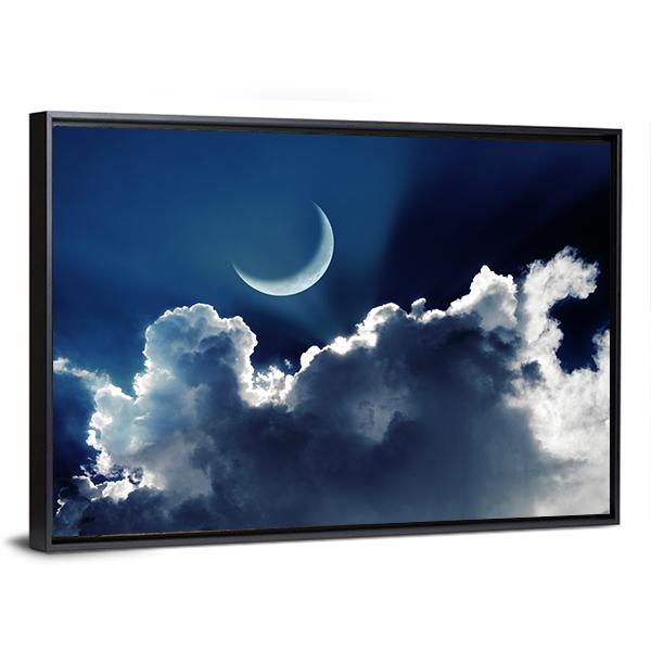 Crescent Moon Panoramic Canvas Wall Art-1 Piece-36" x 12"-Tiaracle