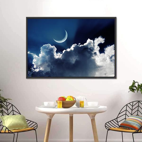 Crescent Moon Panoramic Canvas Wall Art-1 Piece-36" x 12"-Tiaracle