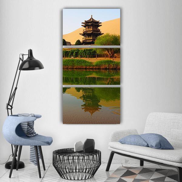 Crescent Lake In China Vertical Canvas Wall Art-3 Vertical-Gallery Wrap-12" x 25"-Tiaracle