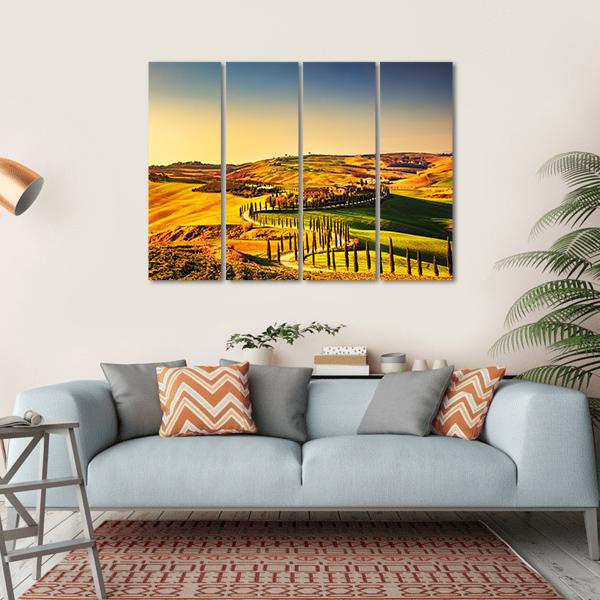 Crete Senesi Tuscany Canvas Wall Art-4 Horizontal-Gallery Wrap-34" x 24"-Tiaracle