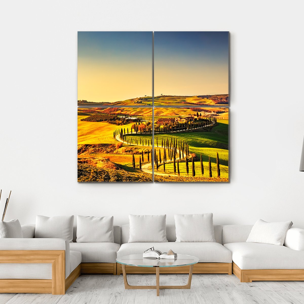 Crete Senesi Tuscany Canvas Wall Art-4 Square-Gallery Wrap-17" x 17"-Tiaracle