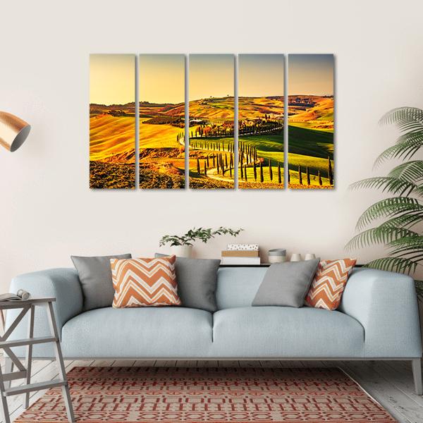 Crete Senesi Tuscany Canvas Wall Art-5 Horizontal-Gallery Wrap-22" x 12"-Tiaracle