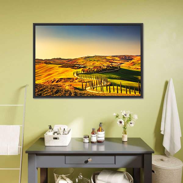 Crete Senesi Tuscany Canvas Wall Art-5 Horizontal-Gallery Wrap-22" x 12"-Tiaracle