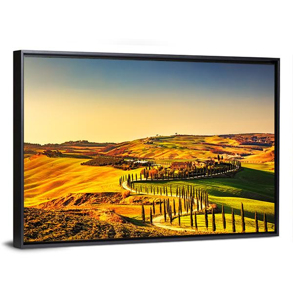 Crete Senesi Tuscany Canvas Wall Art-5 Horizontal-Gallery Wrap-22" x 12"-Tiaracle