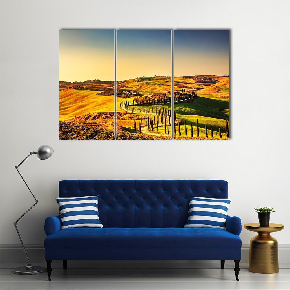 Crete Senesi Tuscany Canvas Wall Art-3 Horizontal-Gallery Wrap-37" x 24"-Tiaracle