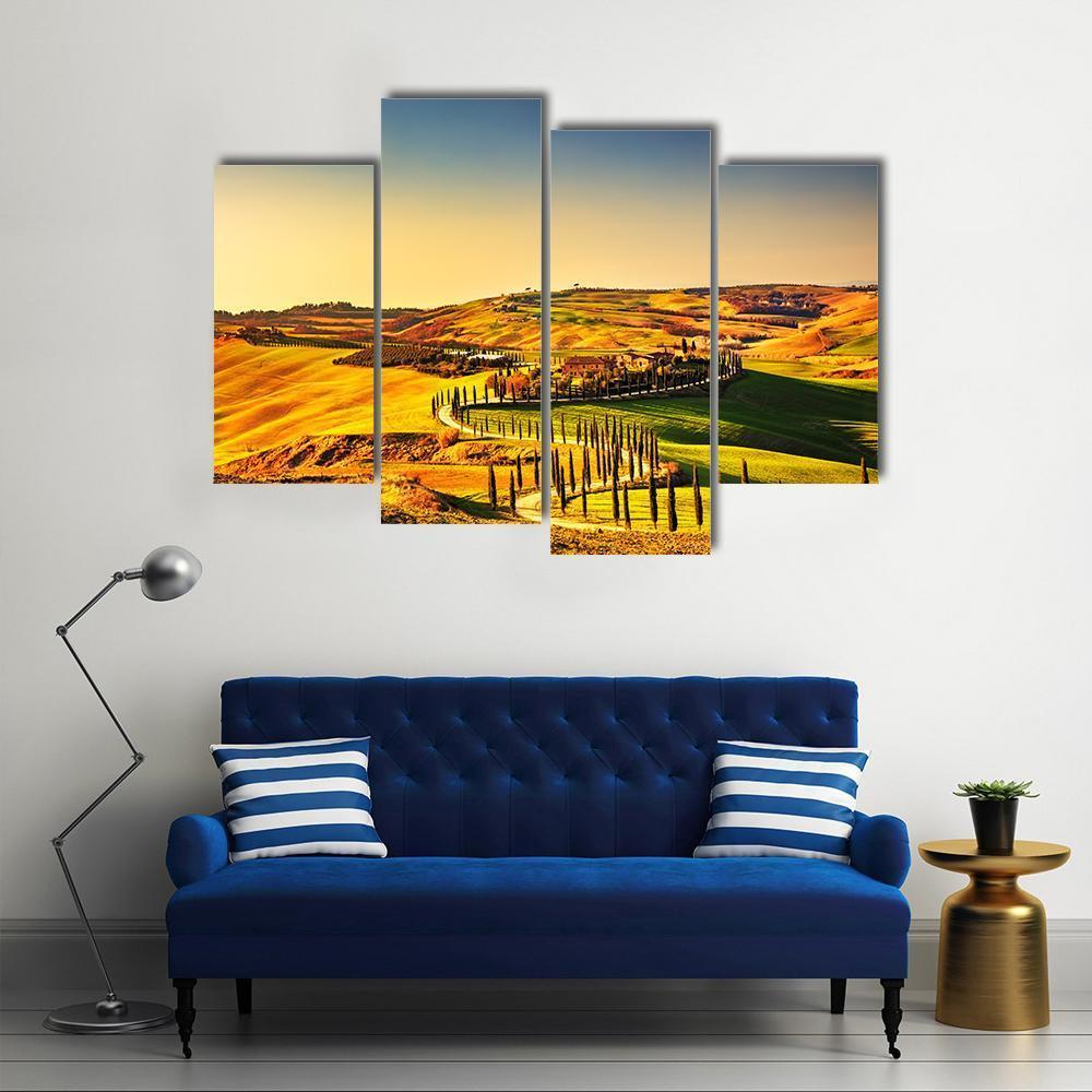Crete Senesi Tuscany Canvas Wall Art-4 Pop-Gallery Wrap-50" x 32"-Tiaracle