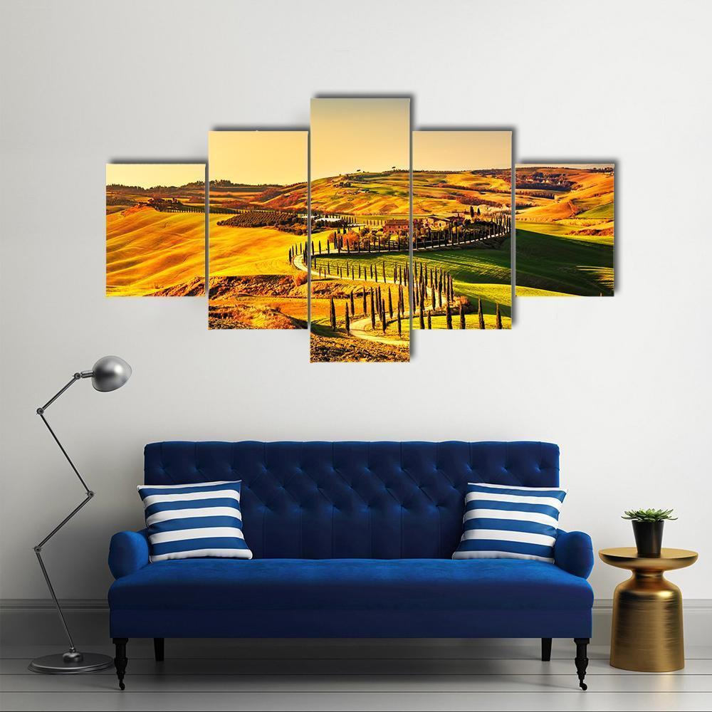 Crete Senesi Tuscany Canvas Wall Art-5 Star-Gallery Wrap-62" x 32"-Tiaracle