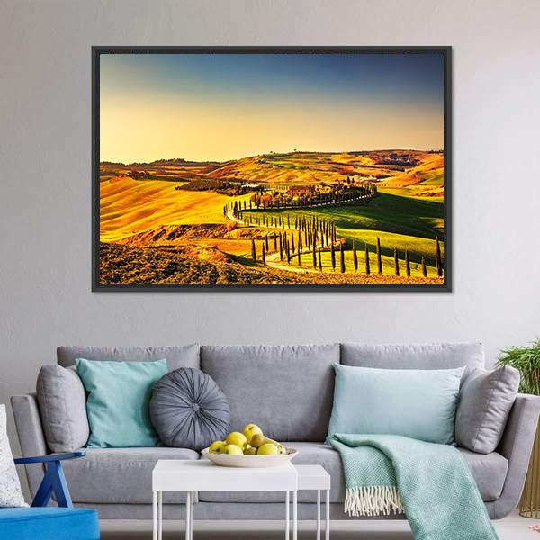 Crete Senesi Tuscany Canvas Wall Art-3 Horizontal-Gallery Wrap-25" x 16"-Tiaracle