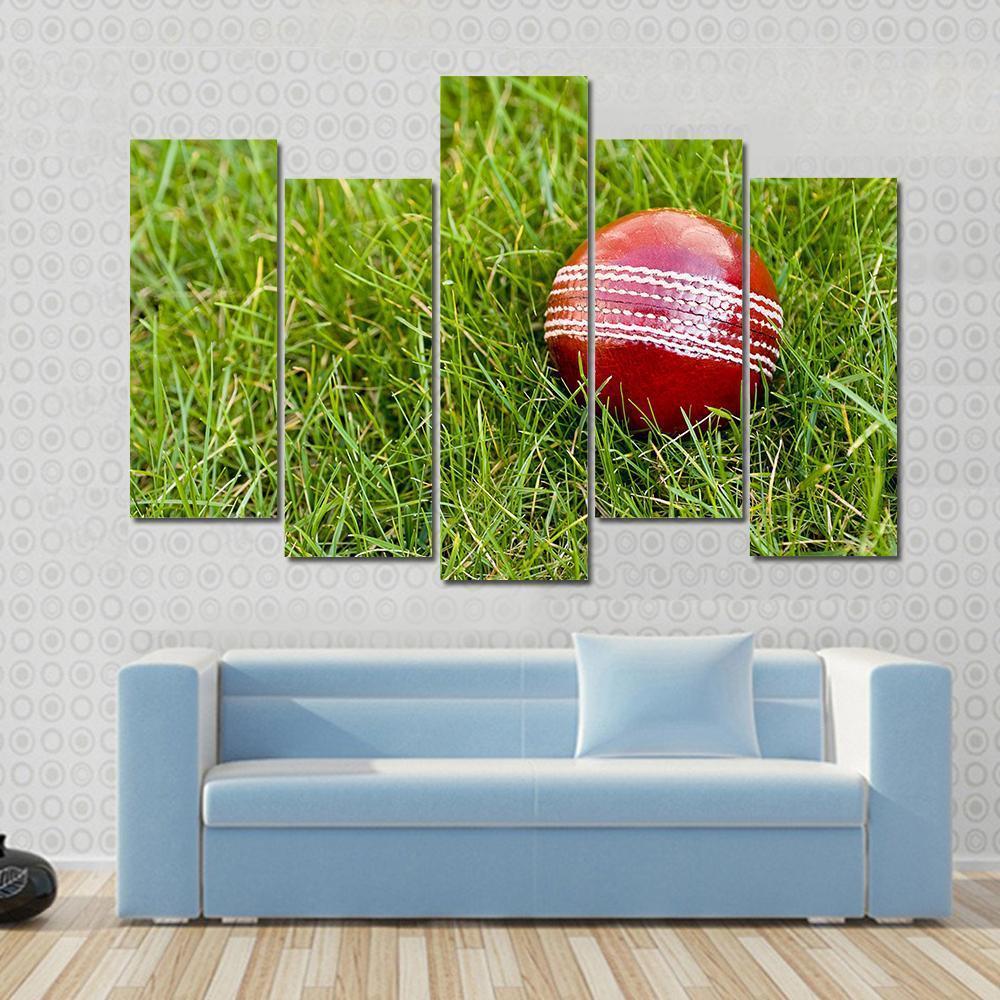 Cricket Ball Canvas Wall Art-5 Pop-Gallery Wrap-47&quot; x 32&quot;-Tiaracle