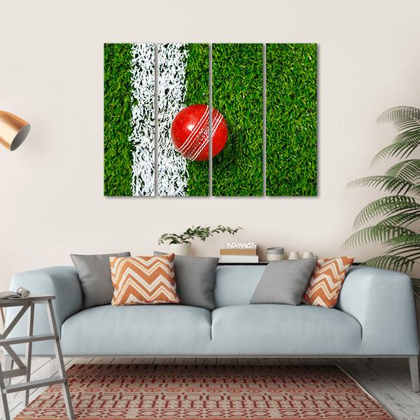 Cricket Ball On Grass Canvas Wall Art-4 Horizontal-Gallery Wrap-34" x 24"-Tiaracle
