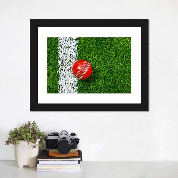 Cricket Ball On Grass Panoramic Canvas Wall Art-1 Piece-36" x 12"-Tiaracle