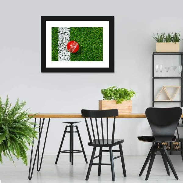 Cricket Ball On Grass Panoramic Canvas Wall Art-1 Piece-36" x 12"-Tiaracle
