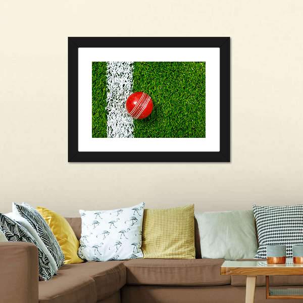 Cricket Ball On Grass Panoramic Canvas Wall Art-1 Piece-36" x 12"-Tiaracle