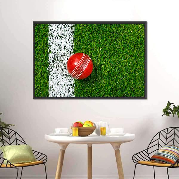 Cricket Ball On Grass Panoramic Canvas Wall Art-1 Piece-36" x 12"-Tiaracle