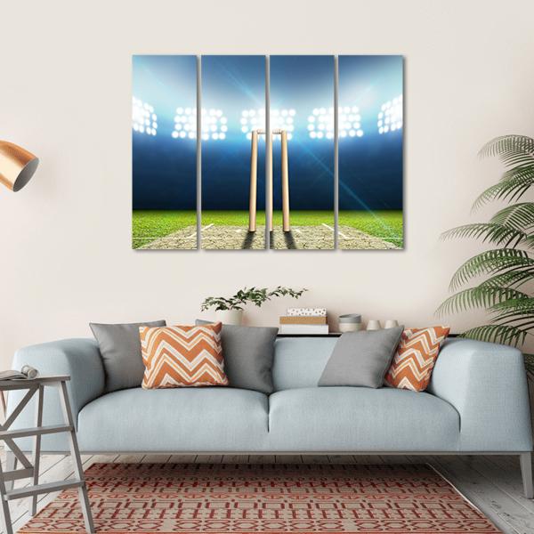 Cricket Stadium With Cricket Pitch Canvas Wall Art-4 Horizontal-Gallery Wrap-34&quot; x 24&quot;-Tiaracle