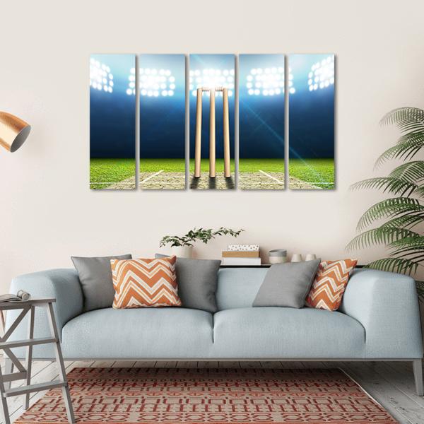 Cricket Stadium With Cricket Pitch Canvas Wall Art-5 Horizontal-Gallery Wrap-22" x 12"-Tiaracle