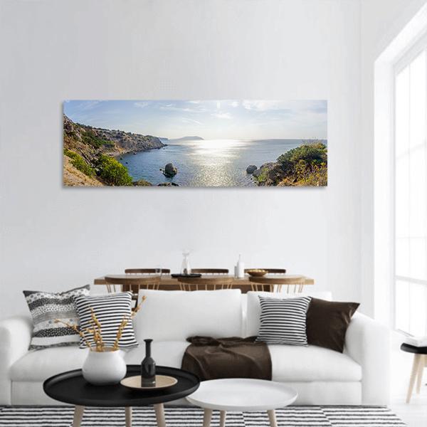 Crimea Sea Landscape Panoramic Canvas Wall Art-1 Piece-36" x 12"-Tiaracle