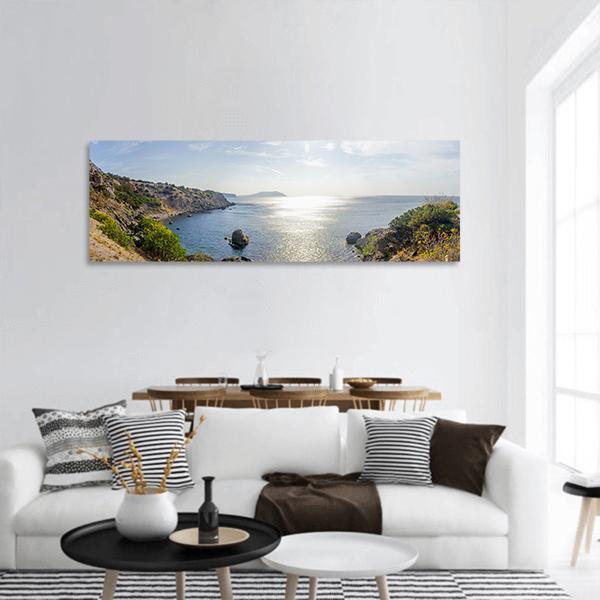 Crimea Sea Landscape Panoramic Canvas Wall Art-3 Piece-25" x 08"-Tiaracle