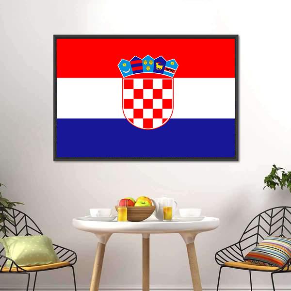 Croatia Flag Canvas Wall Art-1 Piece-Floating Frame-24" x 16"-Tiaracle