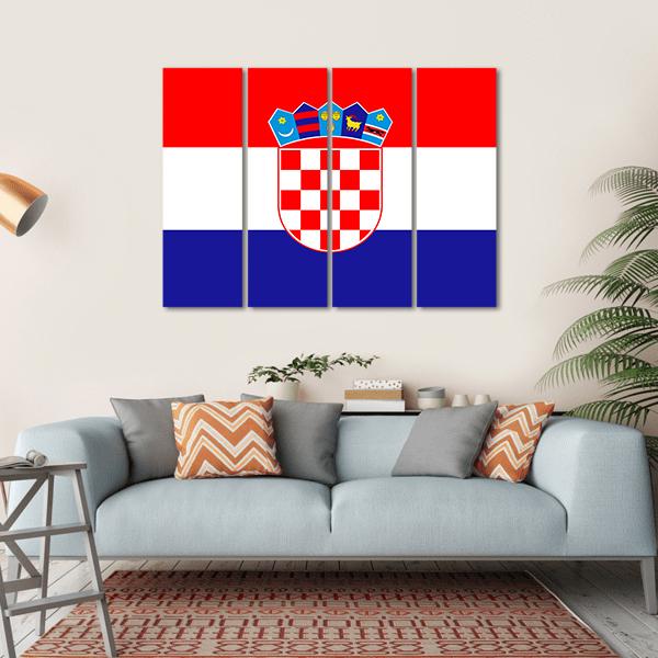 Croatia Flag Canvas Wall Art-4 Horizontal-Gallery Wrap-34" x 24"-Tiaracle