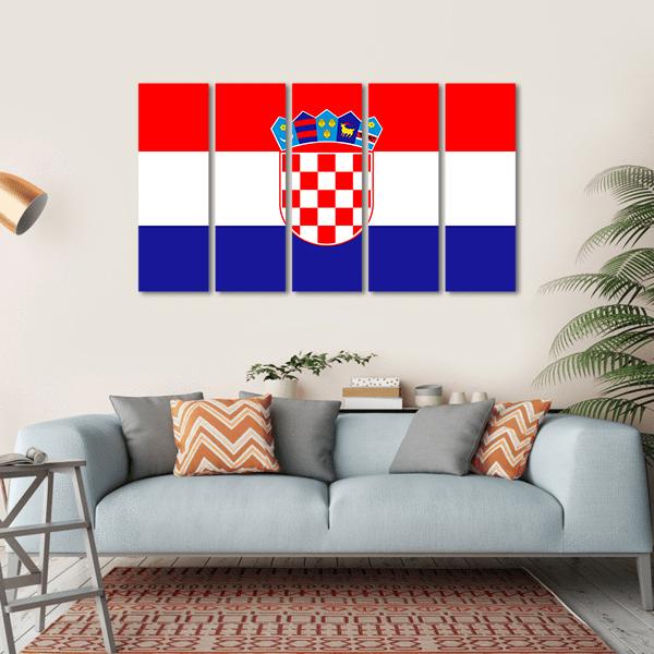 Croatia Flag Canvas Wall Art-5 Horizontal-Gallery Wrap-22" x 12"-Tiaracle