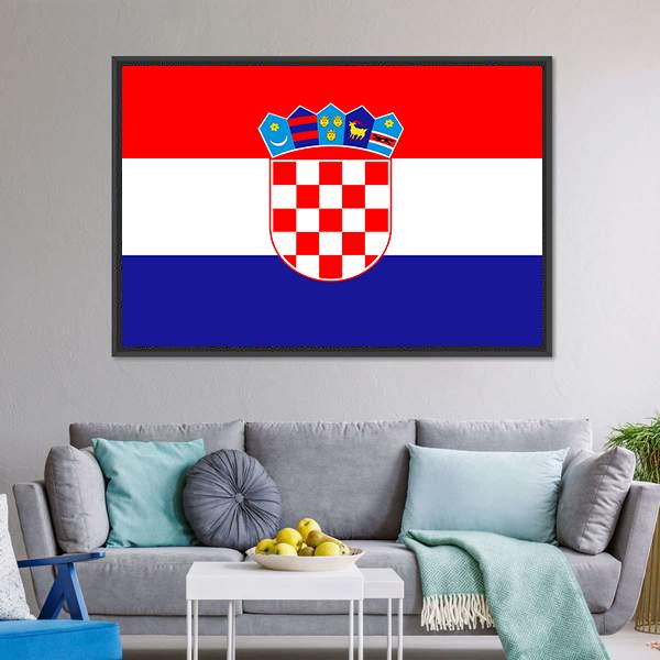 Croatia Flag Canvas Wall Art-5 Horizontal-Gallery Wrap-22" x 12"-Tiaracle