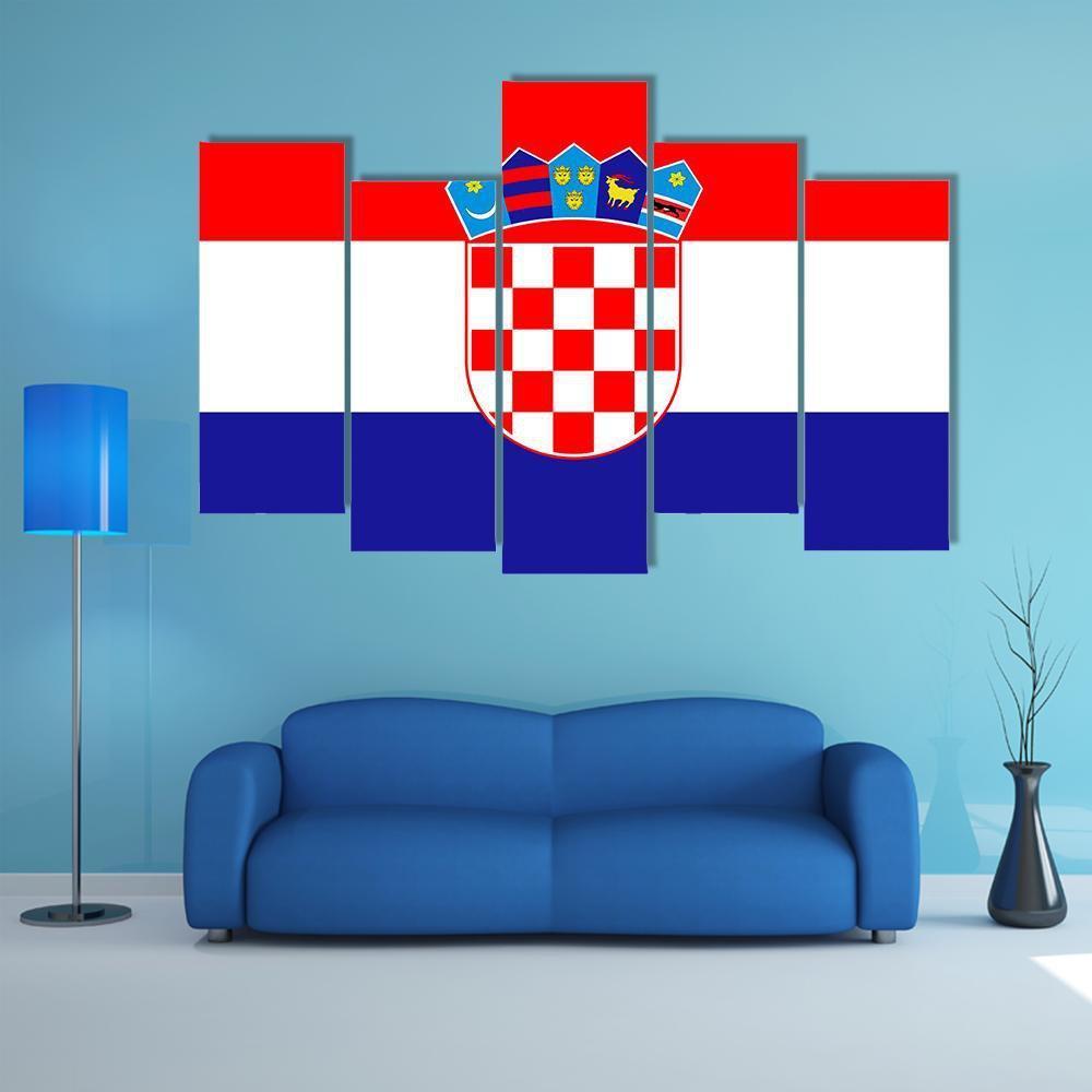 Croatia Flag Canvas Wall Art-5 Pop-Gallery Wrap-47" x 32"-Tiaracle