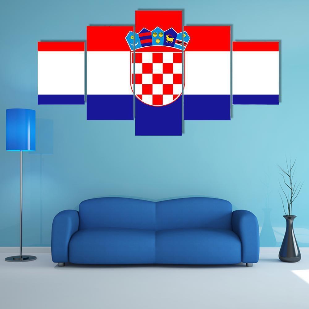 Croatia Flag Canvas Wall Art-5 Star-Gallery Wrap-62" x 32"-Tiaracle