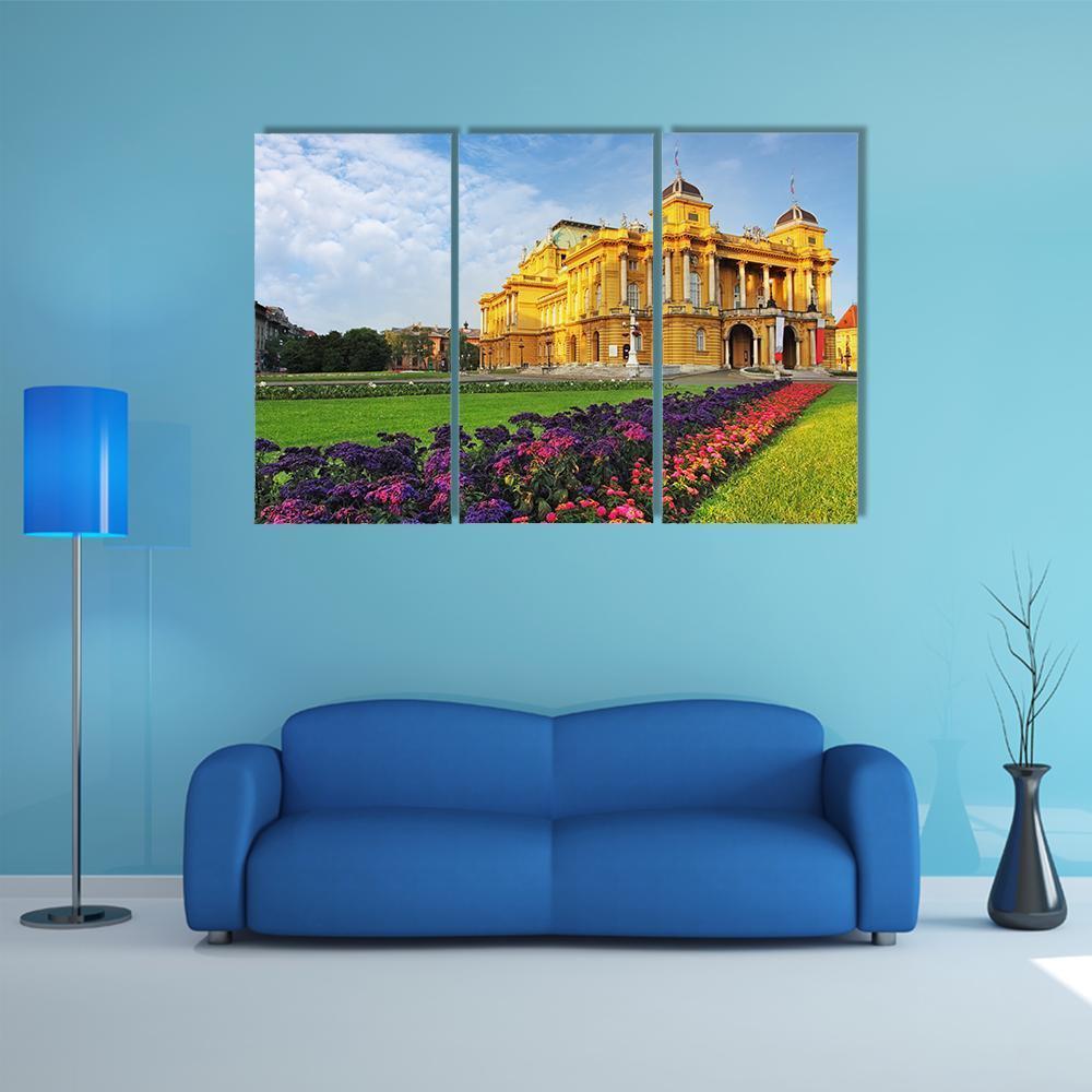 Croatian National Theater Canvas Wall Art-3 Horizontal-Gallery Wrap-37" x 24"-Tiaracle