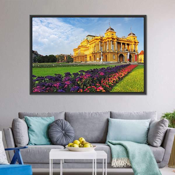 Croatian National Theater Canvas Wall Art-3 Horizontal-Gallery Wrap-25" x 16"-Tiaracle