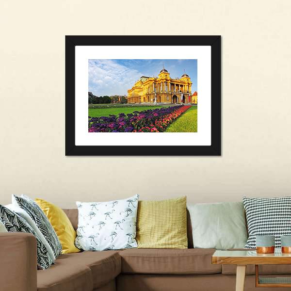 Croatian National Theater Canvas Wall Art-1 Piece-Framed Print-20" x 16"-Tiaracle