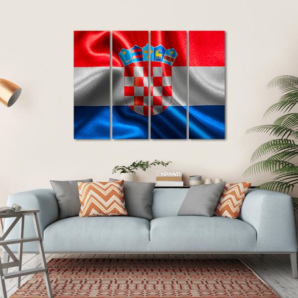 Croatian Wavy Flag Canvas Wall Art-4 Horizontal-Gallery Wrap-34" x 24"-Tiaracle