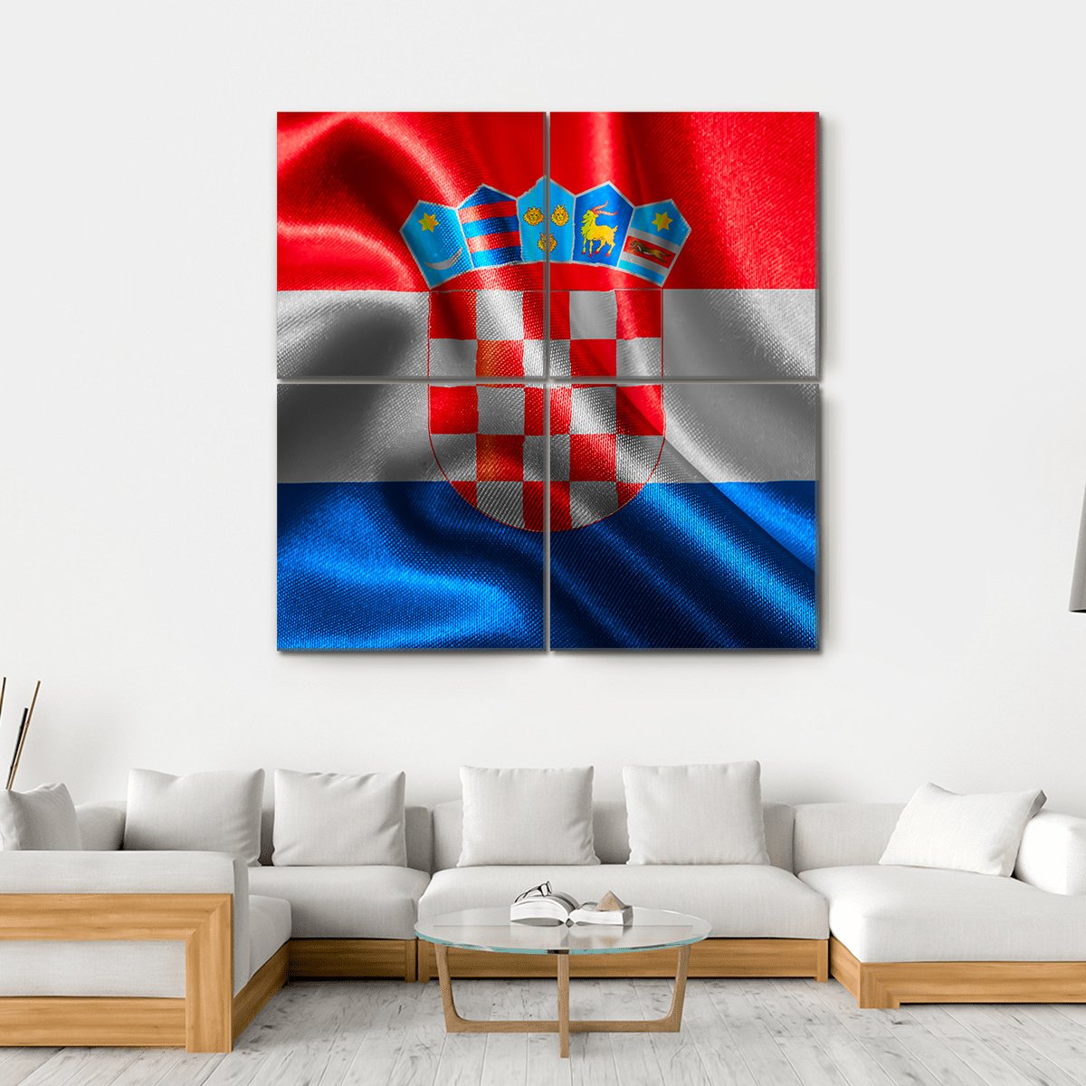 Croatian Wavy Flag Canvas Wall Art-4 Square-Gallery Wrap-17" x 17"-Tiaracle